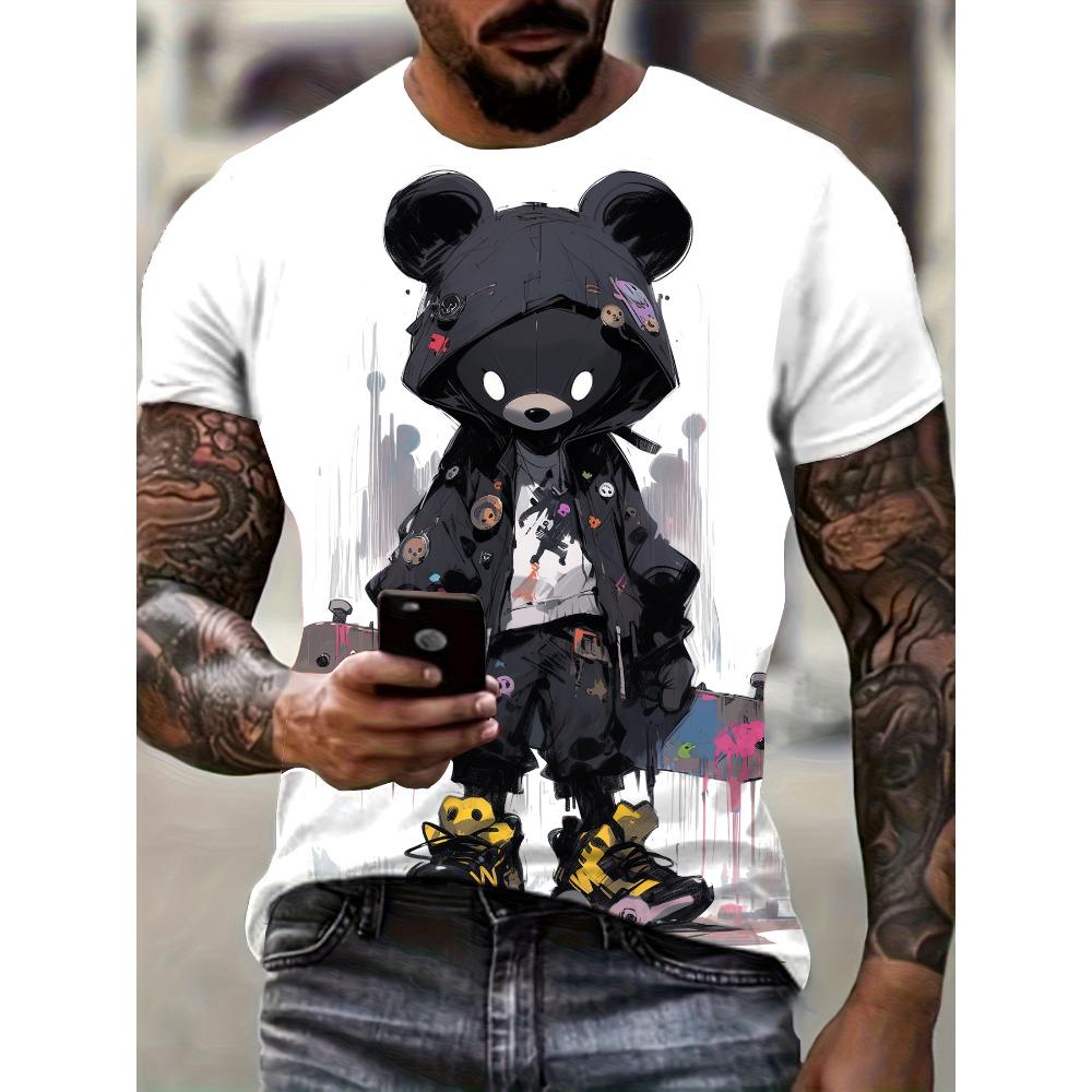 

Мужская детская повседневная модная футболка с 3D-принтом и рисунком медведя в стиле аниме, футболка для летней повседневной уличной одежды, свободные топы 160