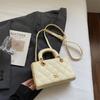 2026 New Ladies Handbag Embroidered Diamond Pattern Small Square Single Shoulder Bag Candy Color Crossbody Women's Bag