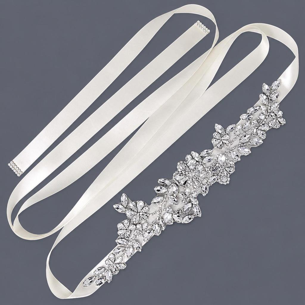 Elegant Silver Rhinestone Wedding Belt – Versatile High-End Dress Accessory for Fashion Shows and Performances