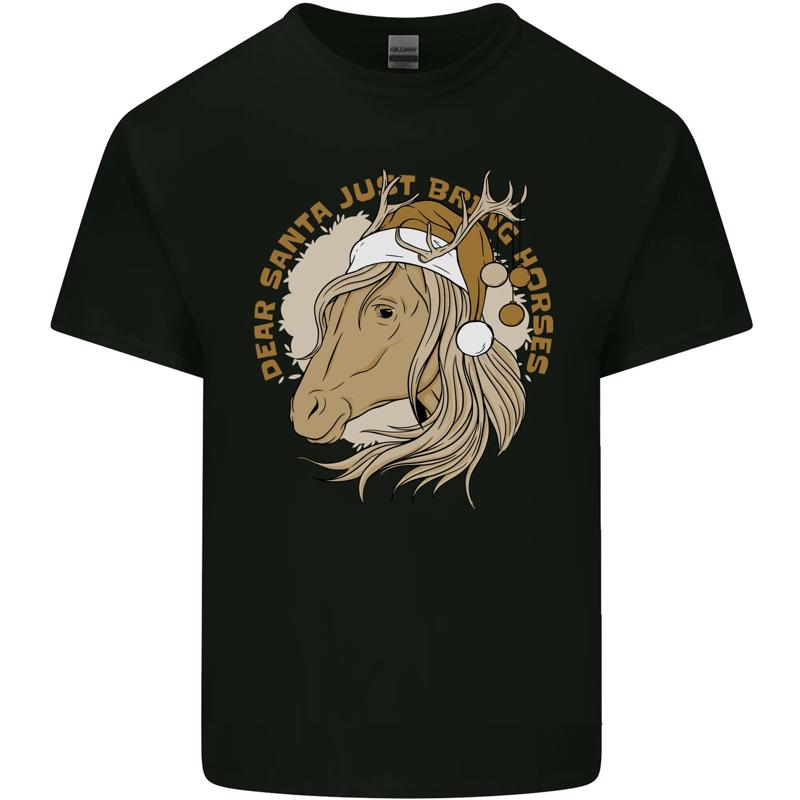 Funny Christmas Horse Equestrian Santa Cotton Men s T-Shirt - Men s Summer Cotton Graphic Tee S разноцветный