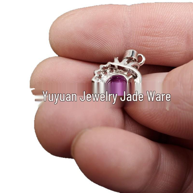 Peach Blossom Stone Jade Pendant Necklace with Inlaid Pink Jade Apple