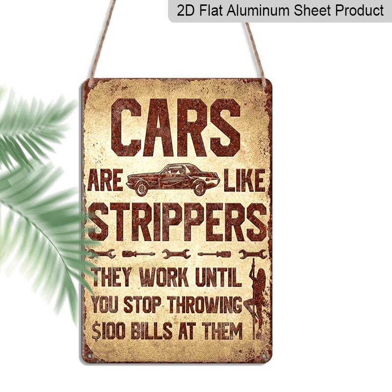 

2D Flat Humorous Car Garage Decoration, Retro Metal Sign, 12 * 8 Inches, Repair Car Decoration Sign & Plaque, Car Mechanic Male Cave Car Fun Retro 20*30cm