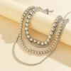 Exaggerated Multilayer Silver Color Big Beads Necklace for Women Luxury Punk Acrylic CCB Long Chokers Wedding Party Neck Jewelry