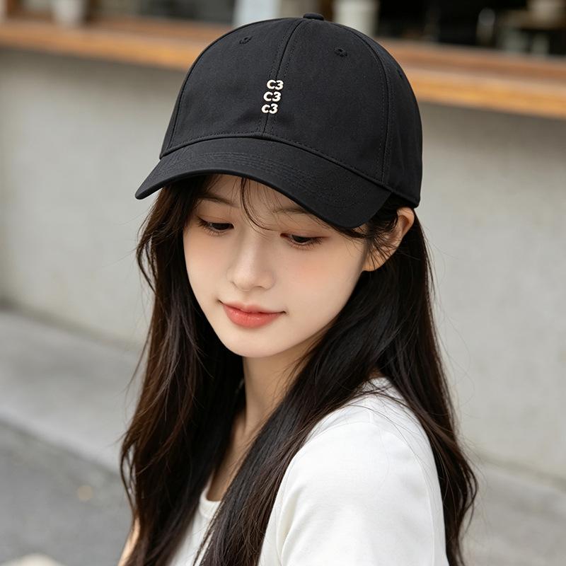 Fashion Hat 2011 Small Letter Embroidered Versatile Baseball Hat Casual Thin Breathable Face-Enhancing Couple Baseball Tongue Hat