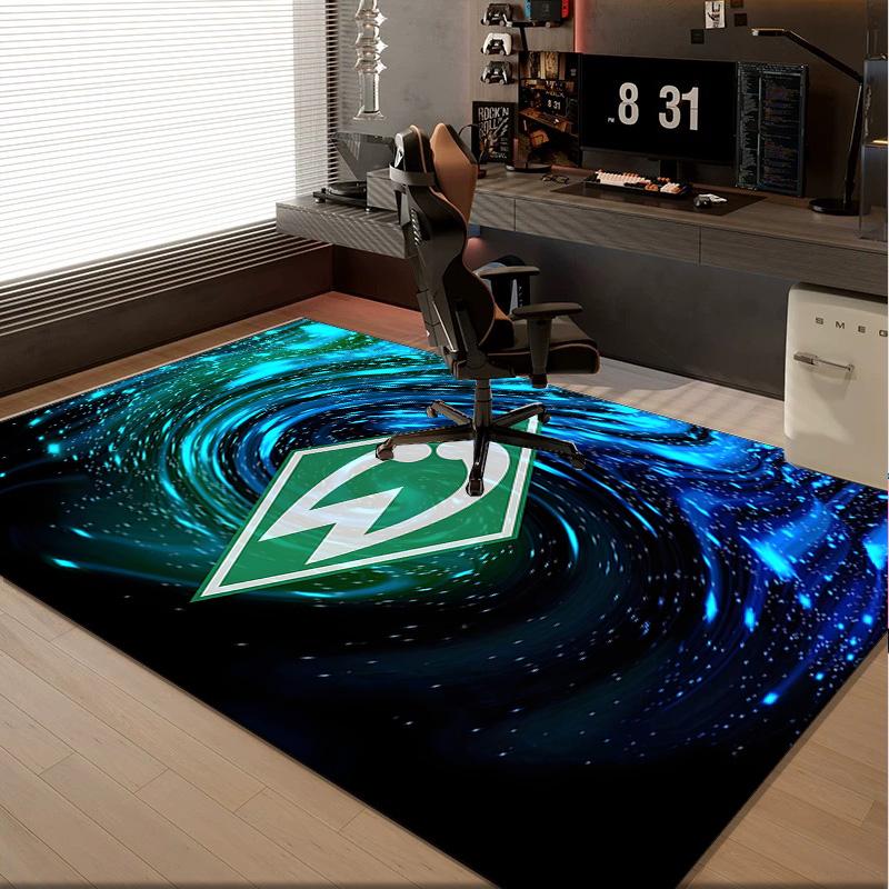 1 Stück Teppich Grün und Weiß Werder Teppich, Stuhlmatte, Bereichsteppich für Büro Schlafzimmer Wohnzimmer Schlafzimmer, Fußmatten Dekoration Weihnachtsgeschenke für Fans
