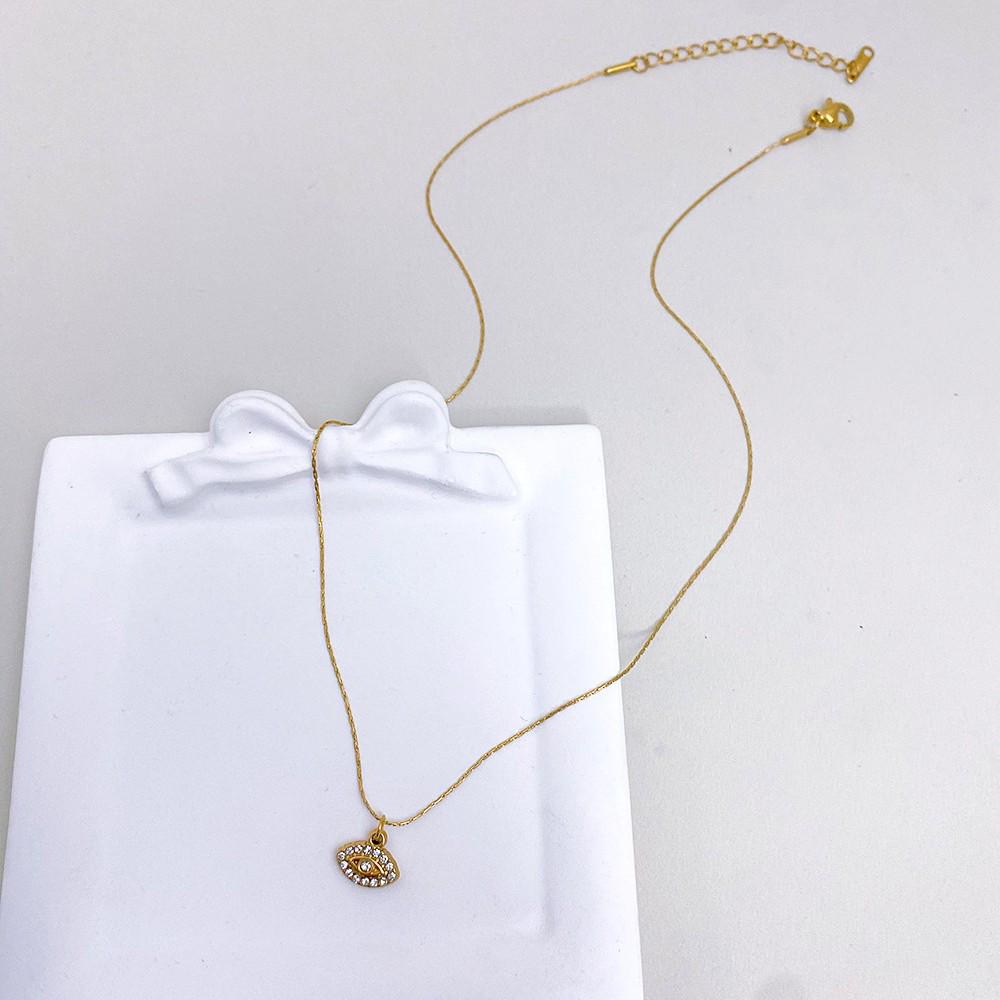 New Mini Evil Eye Diamond Pendant Necklace & Earrings Set for Women - Stainless Steel Jewelry