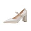 French high heels women's summer 2025 new white cheongsam shoes bridesmaid wedding shoes 7cm thick heel light mouth single shoes women
