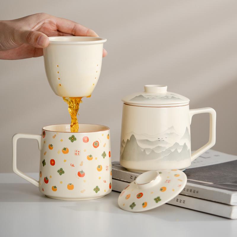 Thousand Li of Mountains and Rivers Ceramic Office Mug - Cultural and Creative Gift for Clients