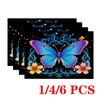 4/6pcs Rectangular Placemats - 12X18 Inch Butterfly Love Heat-Resistant Non-Slip Table Mats