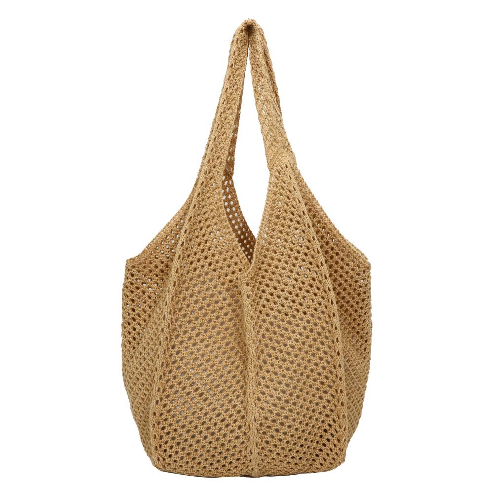 Women Crochet Tote Bag Fashion Knitted Bag Large Capacity Hollow Out Tote Bag Solid Color Woven Shoulder Bag for Summer Beach
