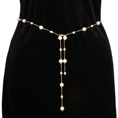 Accessories Ins Sexy Pure Desire Style Imitation Pearl Waist Chain Women'S  Simple Metal Chain Body Chain