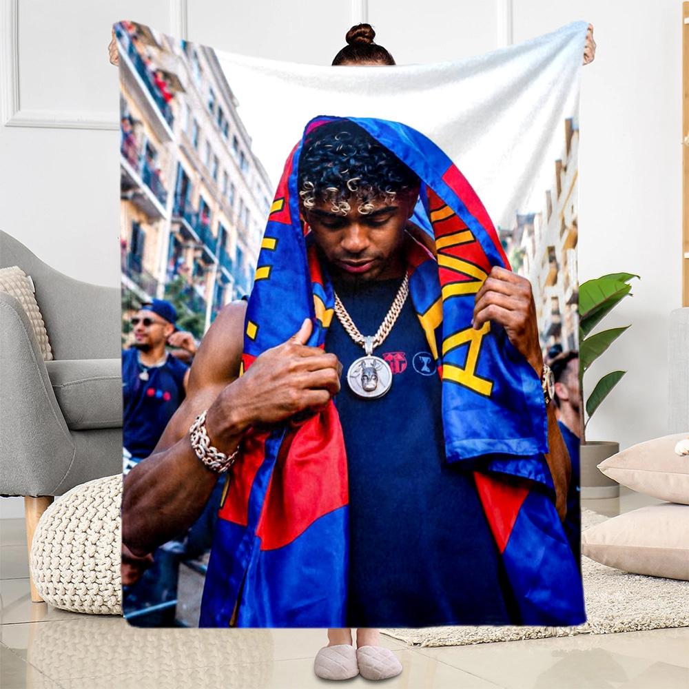 Lamine Yamal's Barcelona Player Action Blanket Durable Comfort Great for Livingroom Bed Chair for All Seasons Modern Birthday Christmas Gift Blanket