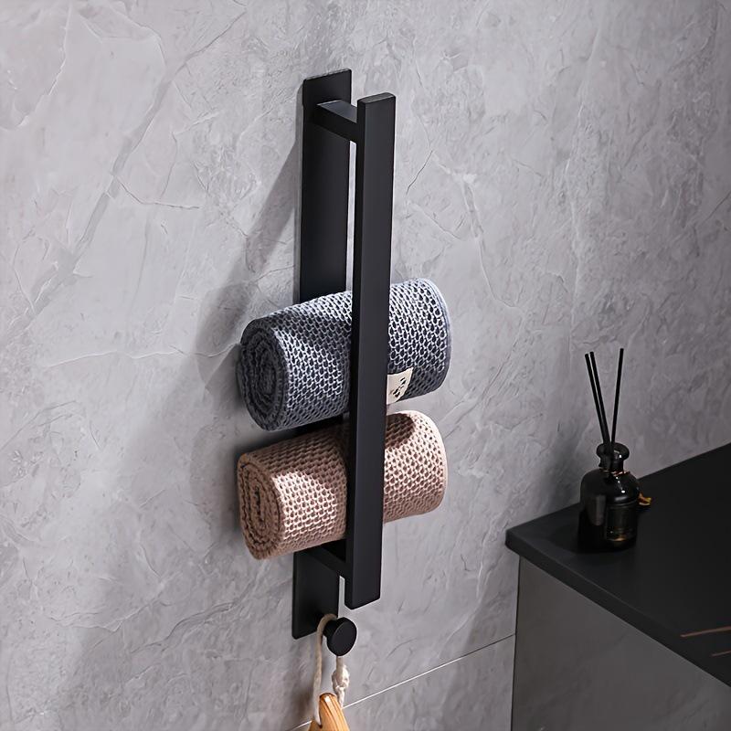 Edelstahl Handtuchstange ohne Bohren mit Haken - Wandmontierte vertikale Stange