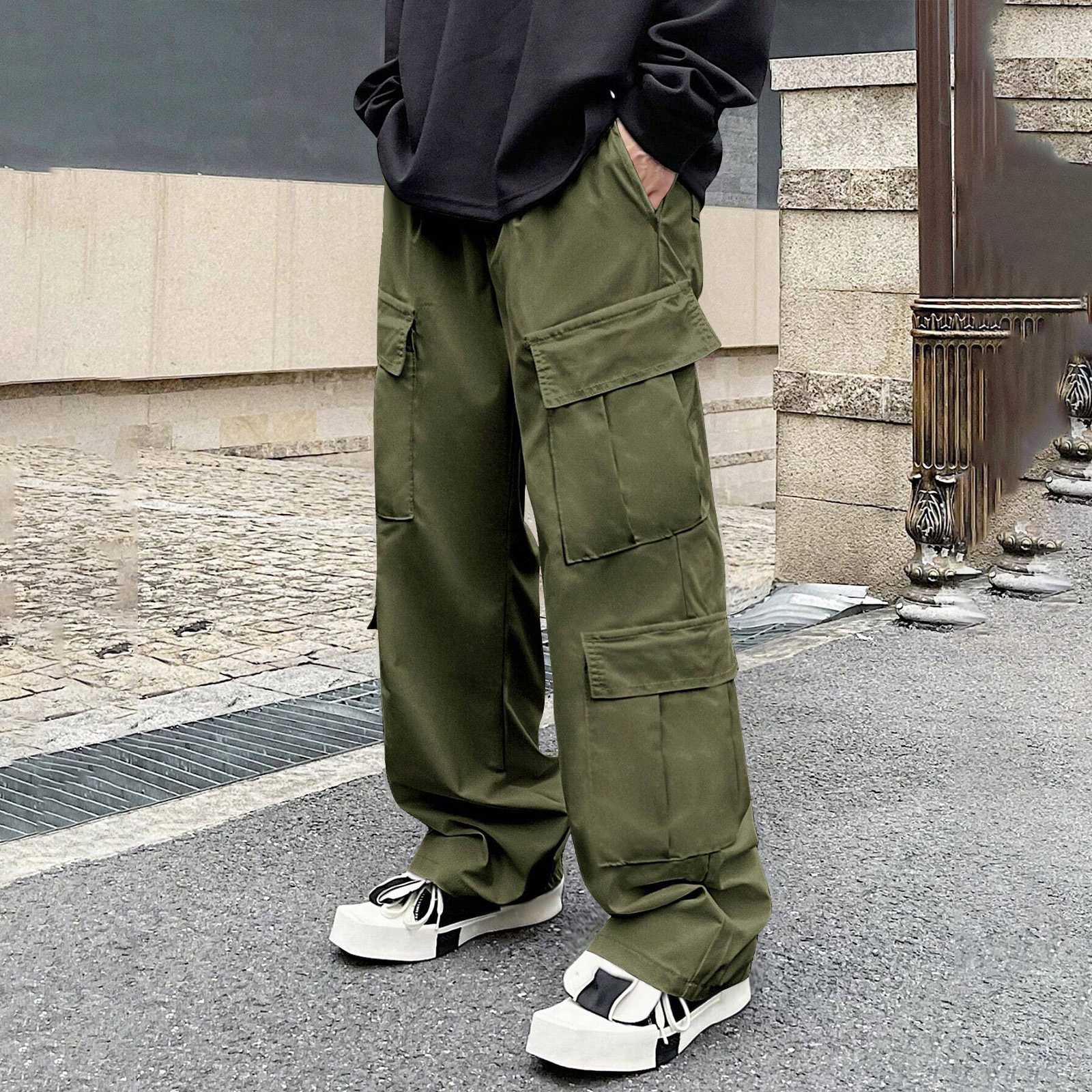Men s Color Multi-Pocket Work Pants Men s Casual Fashion Work Pants L