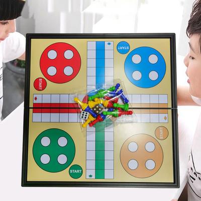 25cm Ludo Board Game Magnetic 5 In 1 Plastic with Folding Chessboard Ludo Chess for Kids Children