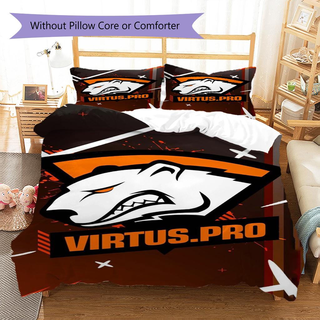 Virtus Pro Pattern Bedding Set Quilt Cover Pillowcase Home Decor Gift (1 * duvet cover + 2 * pillowcase, without core)