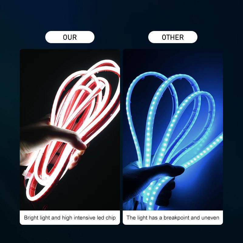 12V Super Bright Led Car Hood Daytime Running Light Strip Scan Lighting Decoration Auto Ambient Neon Lamp Atmosphere Backlight