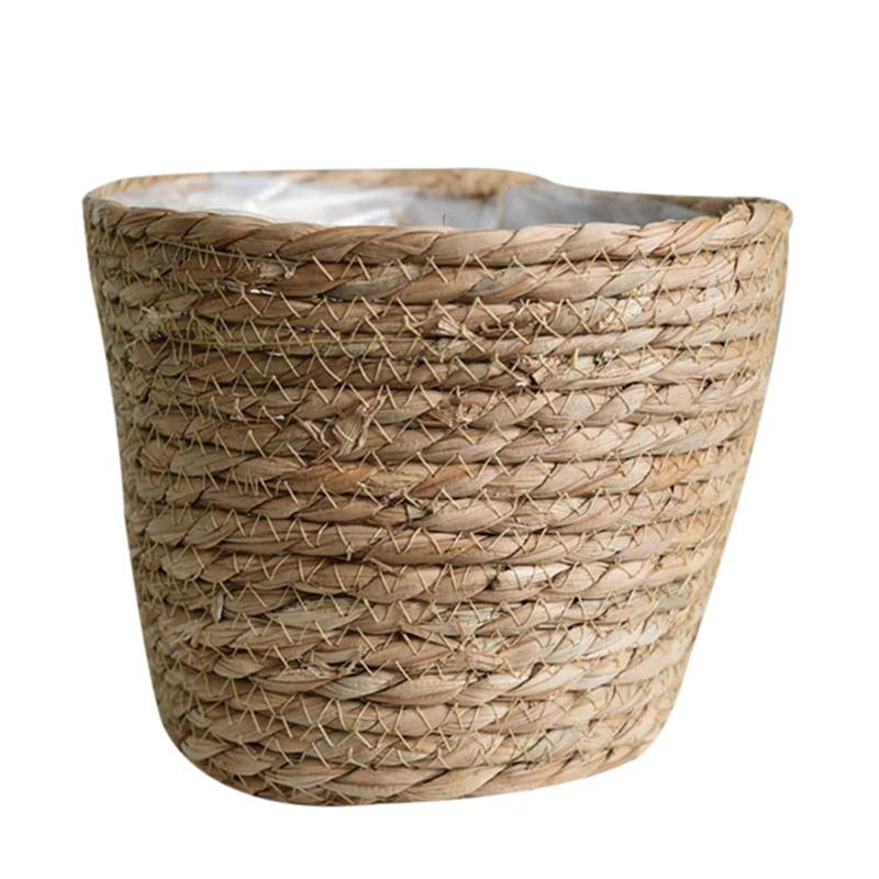 

3Pcs Rattan Straw Woven Flower Pot Basket S/M/L Planter Baskets for Garden Terrace Balcony Home Furniture Decor S: 17*14*11cm 1PC