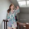 Long-sleeved Shirt for Women with A Sense of Design Thin Style Versatile for Wearing Outside Retro Hong Kong-style Floral Top with A Shirt Design