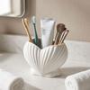 3D Printed Shell Shape Toothpaste Toothbrush Holder Aesthetic Plastic Makeup Brush Stand Coastal Style Stable Base