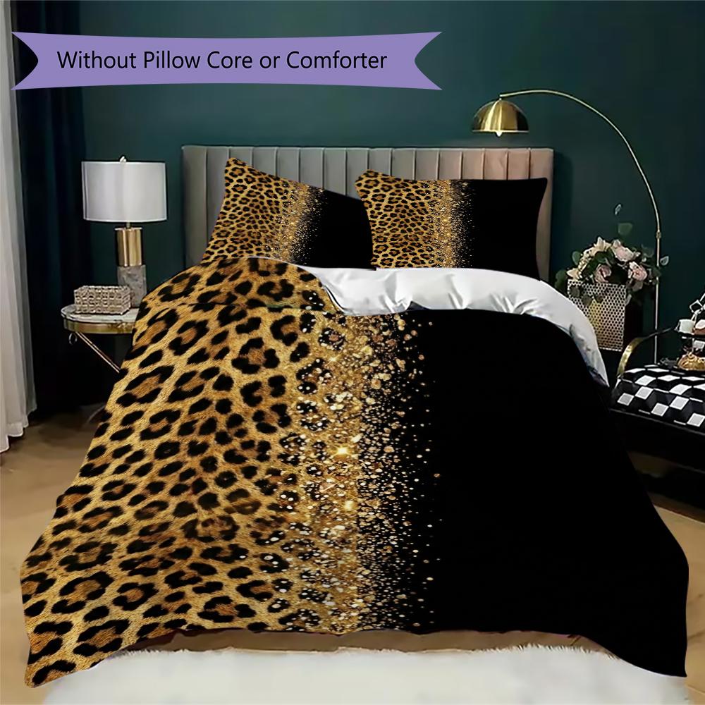Leopard Print Pattern Bedding Uilt Set Uilt Cover Pillowcase Home Decoration Birthday Gift (1 * Duvet Cover + 2 * Pillowcase Without Core)17