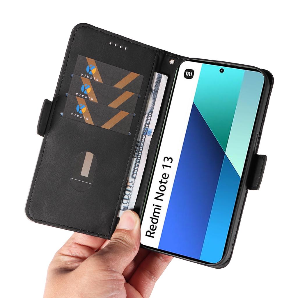 For Xiaomi Redmi Note 13 4G Leather Case Wallet Phone Cover Rhombus Pattern
