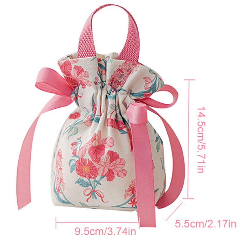 Retro Flower Handheld Candy Bags Wedding Gifts Packing Bags Portable Drawstring Candy Storage Bags