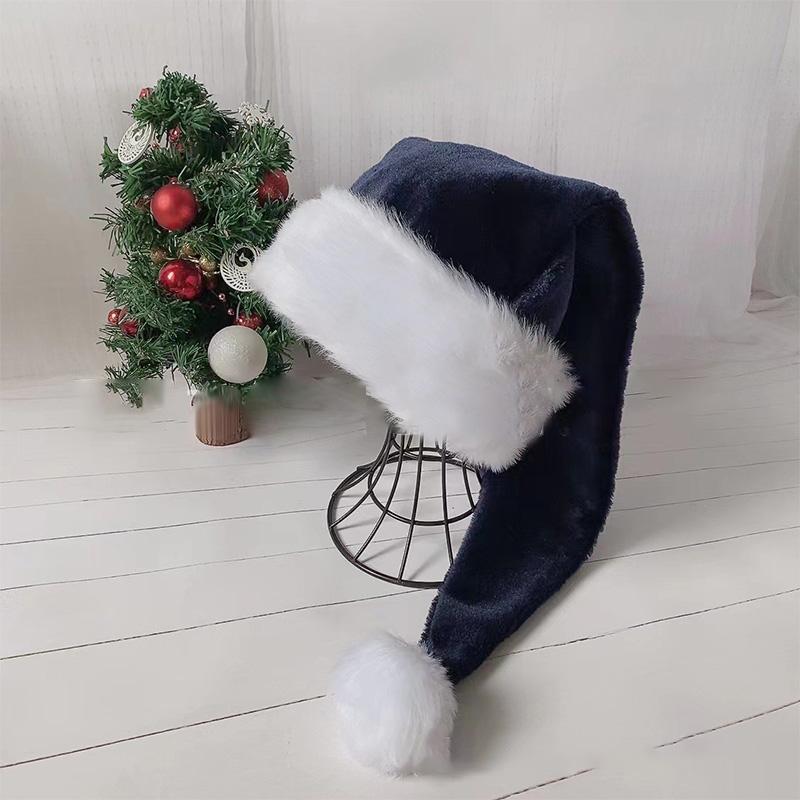New Year 2025 75Cm White Fur Adult Christmas Hat Party High Quality Fur Xmas Cap Children Adult Plush Home Party Decoration