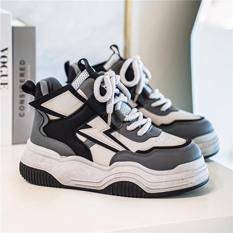 

Spring and autumn thick-soled little white shoes men s fashion versatile mesh board shoes round head height-increasing casual board shoes 39 сірий колір