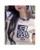 2025 New Loose Slimming Contrasting Short-Sleeved T-Shirt for Women's Summer Versatile and Beautiful Printed Top