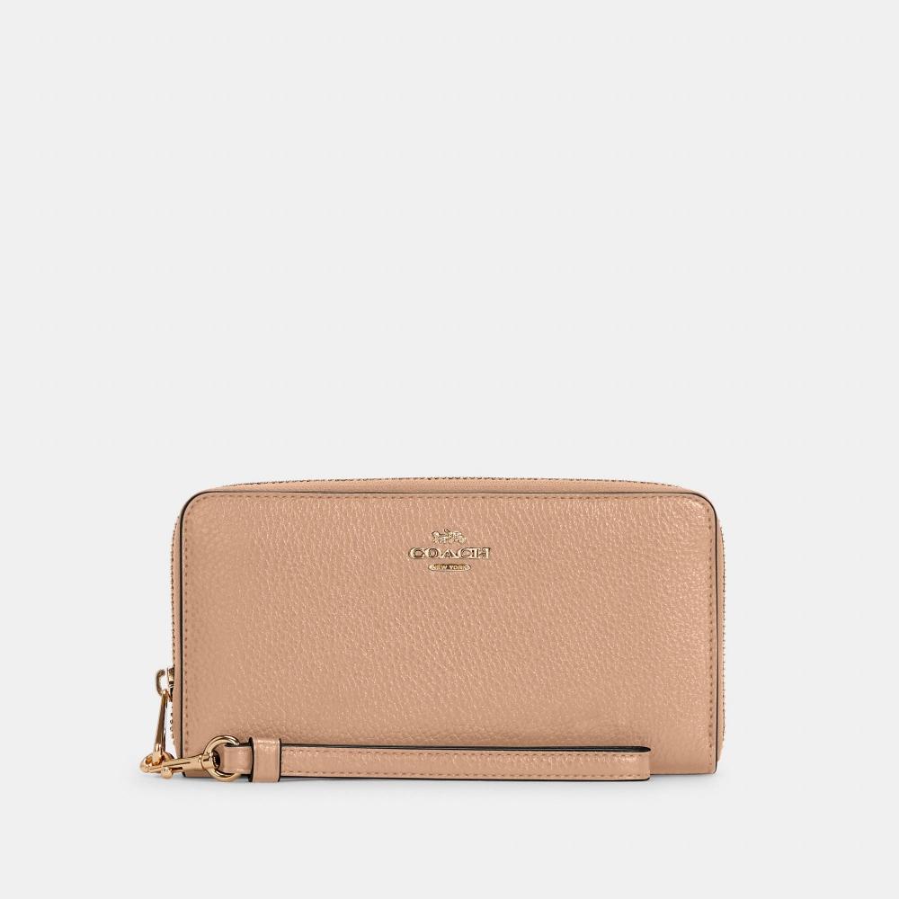 

Длинный кошелек Coach на молнии по кругу, золотисто-серо-коричневый