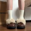 Fur Lining Women Mary Jane Shoes Elegant Square Toe Slip On Footwear 2026 Spring Autumn Keep Warm Ladies Thick Heel Single Shoes