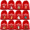 12pcs Christmas Velvet Bags Drawstring Bags Christmas Gift Bags Christmas Eve Apple Bags Red Drawstring Candy Bags