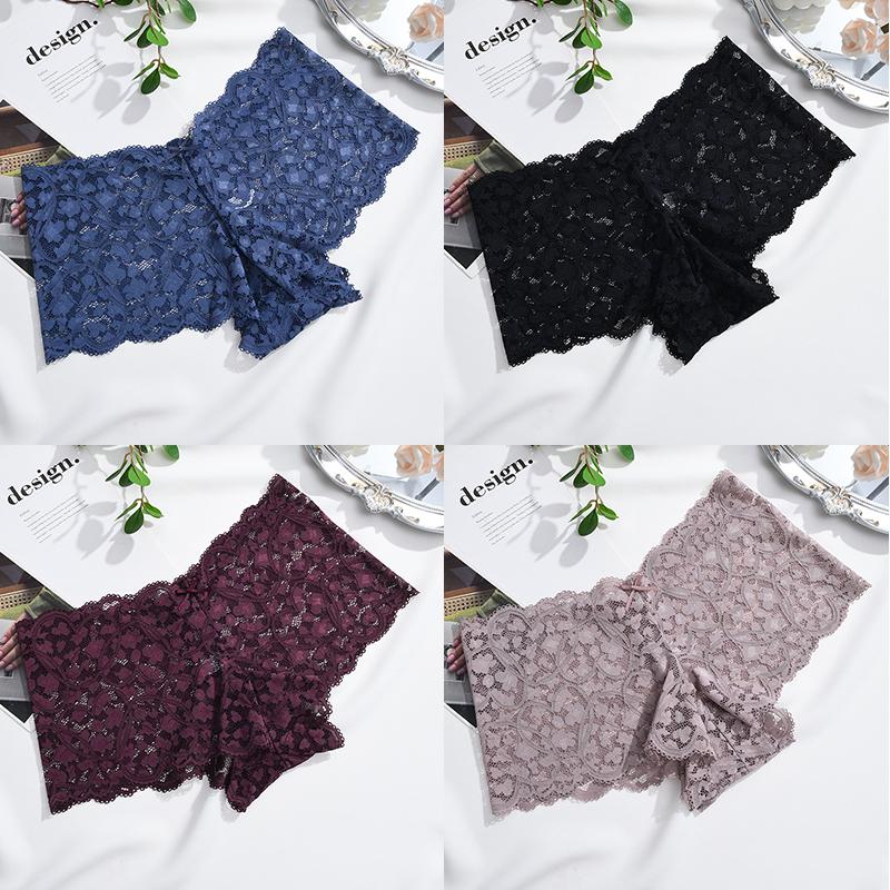 4PCS Lace Panties for Women Floral Hollow Out Boxer Shorts Sexy Underwears Female Intimates Lingerie Transparent Briefs