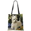 Unique Design Westie Dog Painting Square Handbag for Women Shoulder Bags Large Capacity Eco Linen Totes KTY