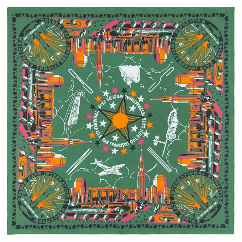 21'' Golden Gate Pattern Bandana Head Scarf for Women Men Square Turban Head Scarf Punk Head Wrap Headwear