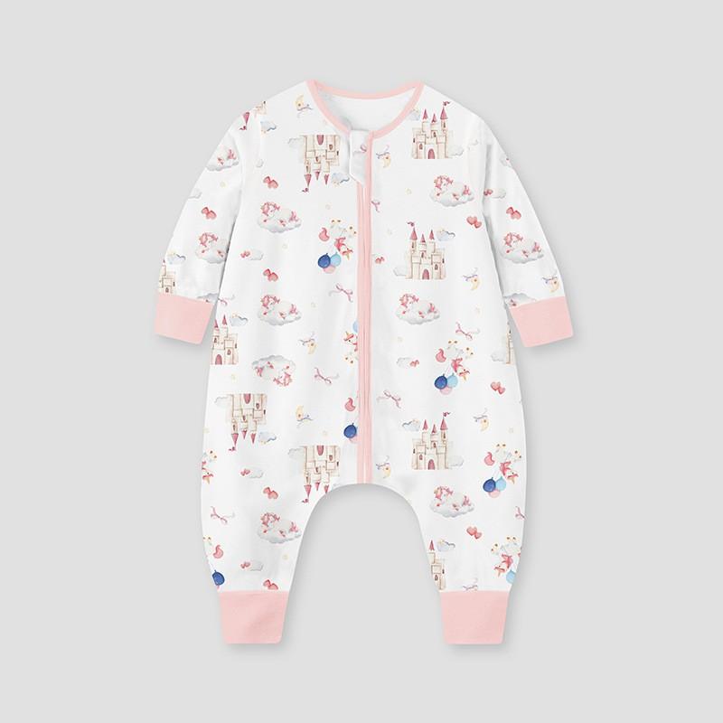 Cotton Toddler Sleepsuit With No-Seam Design Easy Rolling Fall Pajamas Girls Boys 1-8 Years