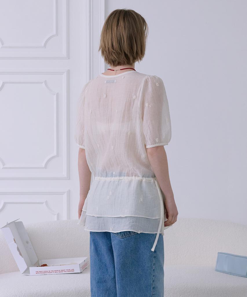 AFTERHOURS Floral Sheer Layered Dress (Ivory)