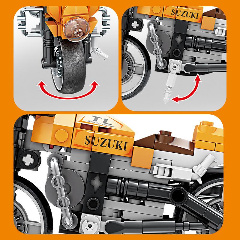 KAZI 6151 Vintage motorcycle motorcycle racing boy building block toy gift