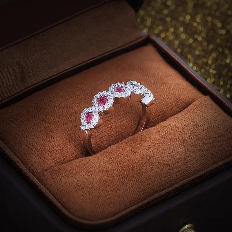 Elegant Wedding Bands Ring Jewellery Women Anillos Mujer with AAA Rose Red Cubic Zirconia Stone  Sterling Silver Ring Gifts