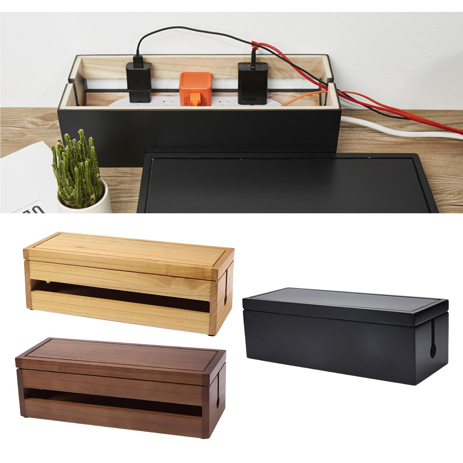 Cable Management Box, 14.8x5.6x4.8 inch, Wooden Case, Cord Organizer for Desk TV caffè