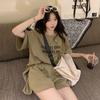 Women's Summer 2024 Korean & Hong Kong Style Fashion: Short Sleeve Top and Wide-Leg Shorts Two-Piece Set