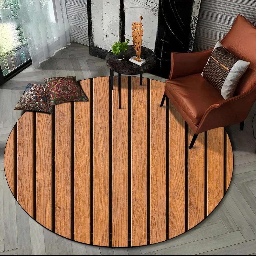 Latest 3D Color Wood Grain Lines Round Area Rug Carpet Rug for Living Room Bedroom Sofa Child Playroom Decor Pet Non-slip Gift