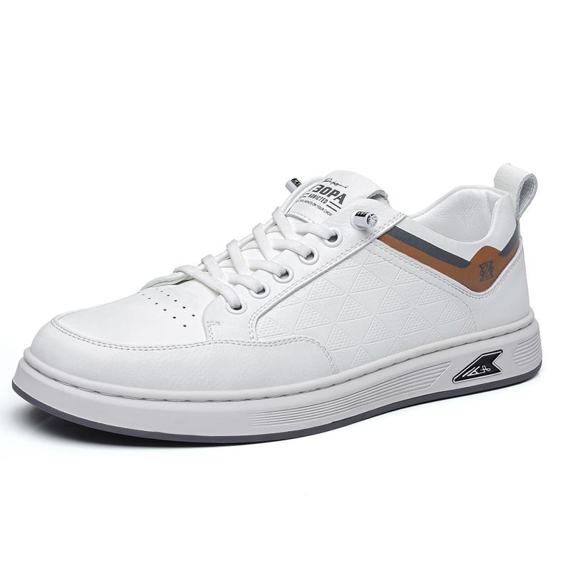 

Men s Casual Leather Shoes Leisure Walk Sneakers New Fashion Designer Male Vulcanize Shoes Simple Versatile Skateboard Footwear 44 белый