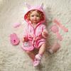 7 PCS Reborn Baby Doll Bathrobe Rabbit Pattern with Slippers and Bath Playset for 17-22 Inch Baby Doll Accessories with Mirror, Comb, Soap, and Bath