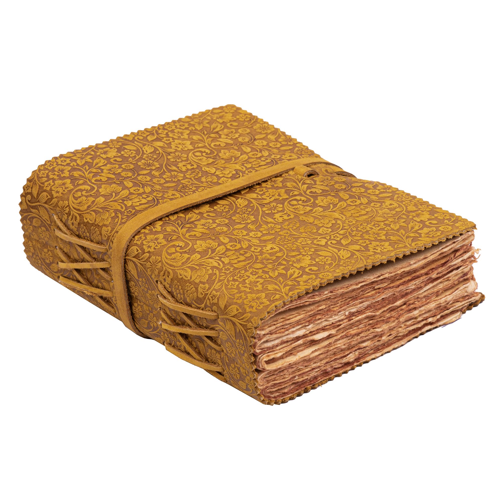 

LEATHER VILLAGE Кожаный дневник с тиснением в виде цветов для женщин и мужчин 200 страниц винтажный блокнот для путешествий с чистыми листами для и x Желтый - Страницы, (A6) - Тени,