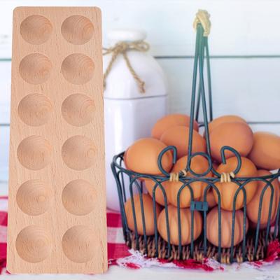 Solid Wood Grid Fixed Egg Rack, Creative Wooden Multi-grid Kitchen Refrigerator Storage Egg Tray Display Tray