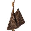 Leopard Print Canvas Bag Large Capacity Shoulder Bag Corduroy Dongdaemun Shopping Bag Ins Style Celebrity Style