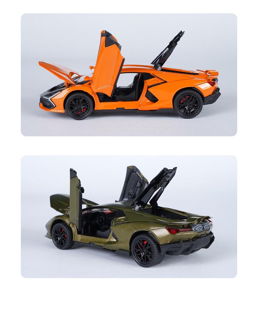 1:32 Lamborghini Revuelto Sports Car Model - Alloy, Scissor Doors, Sound & Light, Pull-back Simulation.