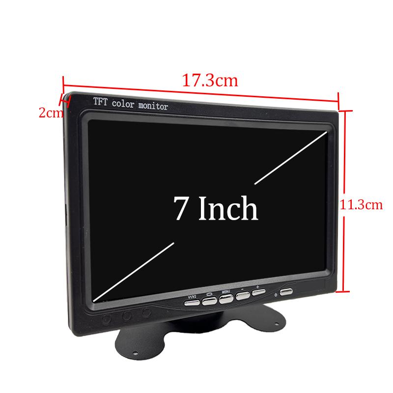 Hippcron 7 Inch Car Monitor Screen Rear View Support Camera Digital 2 Way Video Input Reversing Image TFT LCD Parking System